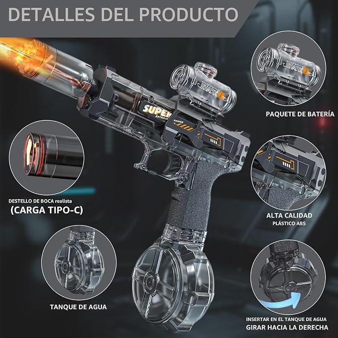 SHARK MK | Pistola de Agua Eléctrica Automática | Juguete para todas las edades